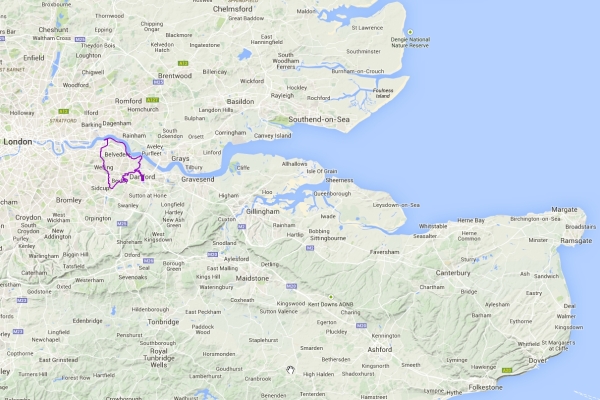 Map of Lower River Thames area