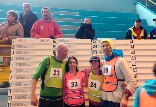 At the finish: Tony, Suzanne, Karen, and me