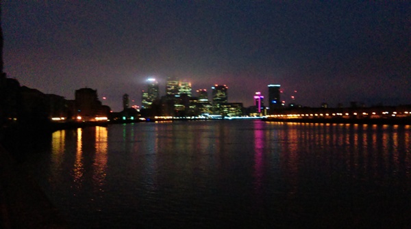 Before reaching Tower Bridge I walked along beside the Thames for a bit. This photo is looking back towards Canary Wharf