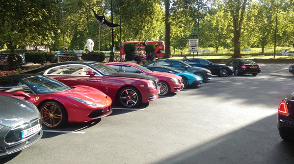 Cars parked in front of The Dorchester, Park Lane