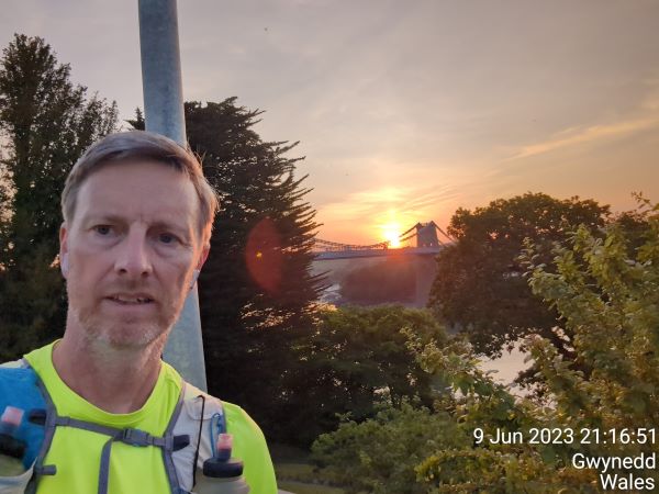 Sunset on night one. Looking over the Menai Bridge