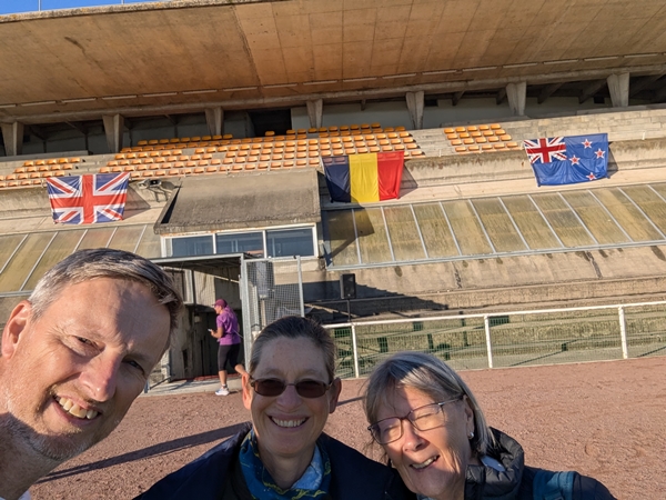 Me Sarah and Kathy before the start of Royan 48 hour race 2024